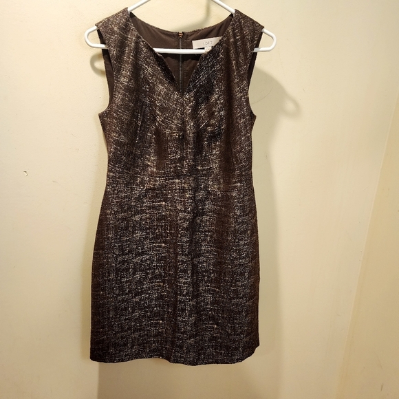 LOFT Metallic Brown Women's Sleeves Short Dress size 4 - Picture 4 of 12